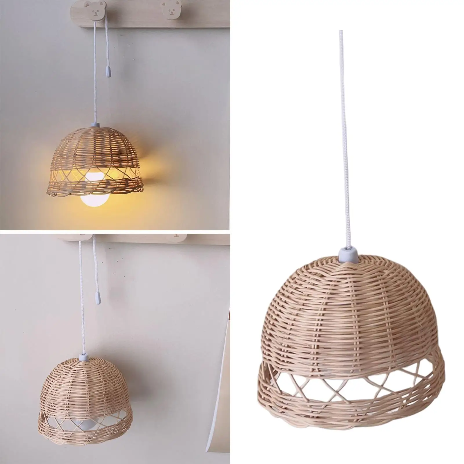 

Rattan Lamp Shade Scandi Light Fixture Small Natural Boho Ceiling Pendant Light Shade for Kids Room Home Restaurant Kitchen