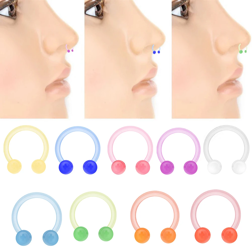 

1pc Fashion U Shape Luminous Nose Ring Acrylic Tongue Ring For Women Ear Septum Navel Lip Eyebrow Piercing Body Jewelry