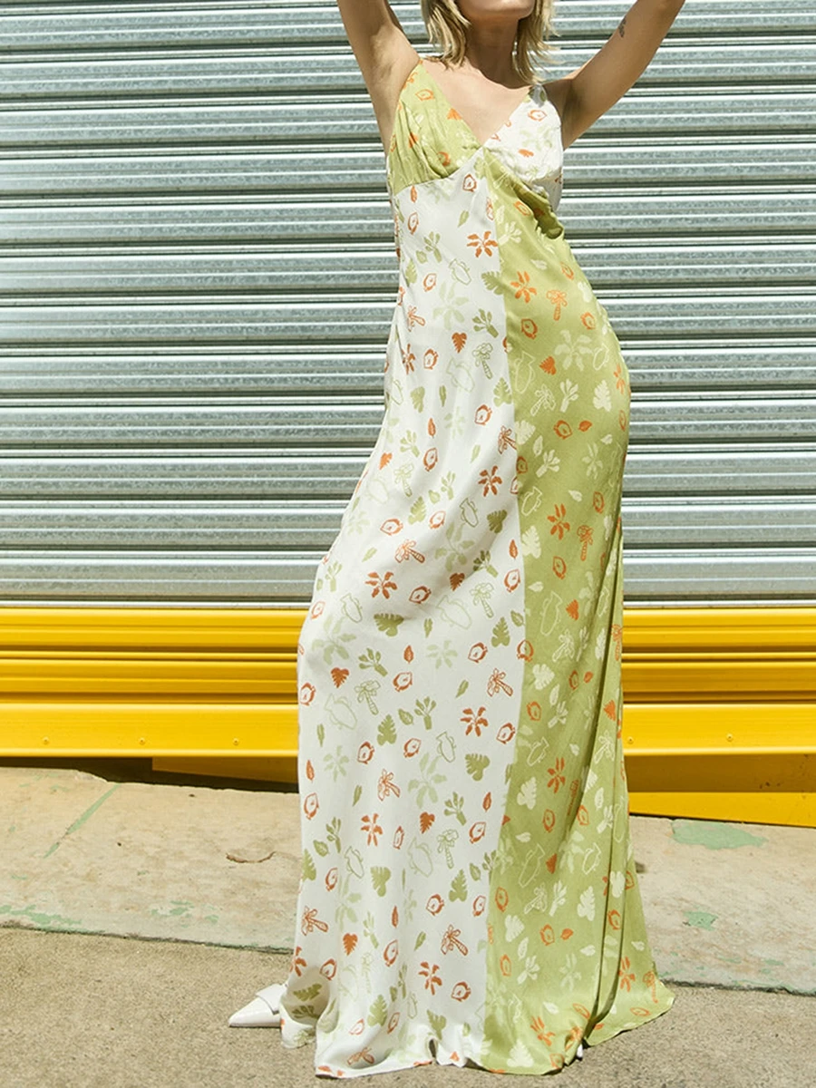 CHQCDarlys женское летнее Цветочное платье на тонких бретелях Макси сексуальное
