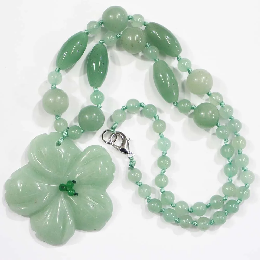 Natural  High Quality Magnolia Flower Knotted With Precious  Necklace Fashion Pendants Women Ethnic Beaded Sweater Chain Jewelr