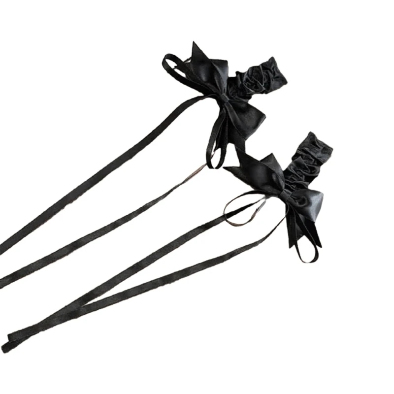 

2 PCS Sweet Girly Bow Hair Clip Bow Long Ribbon Y2K-style Bow Bunches Accessories Sweet Balletcore
