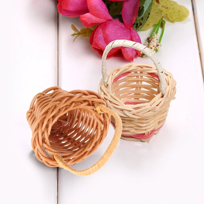 

Корзина для хранения еды из ротанга для пикника, аксессуары для кукольного домика, подростков, игрушек, шарнирных кукол, 1/12