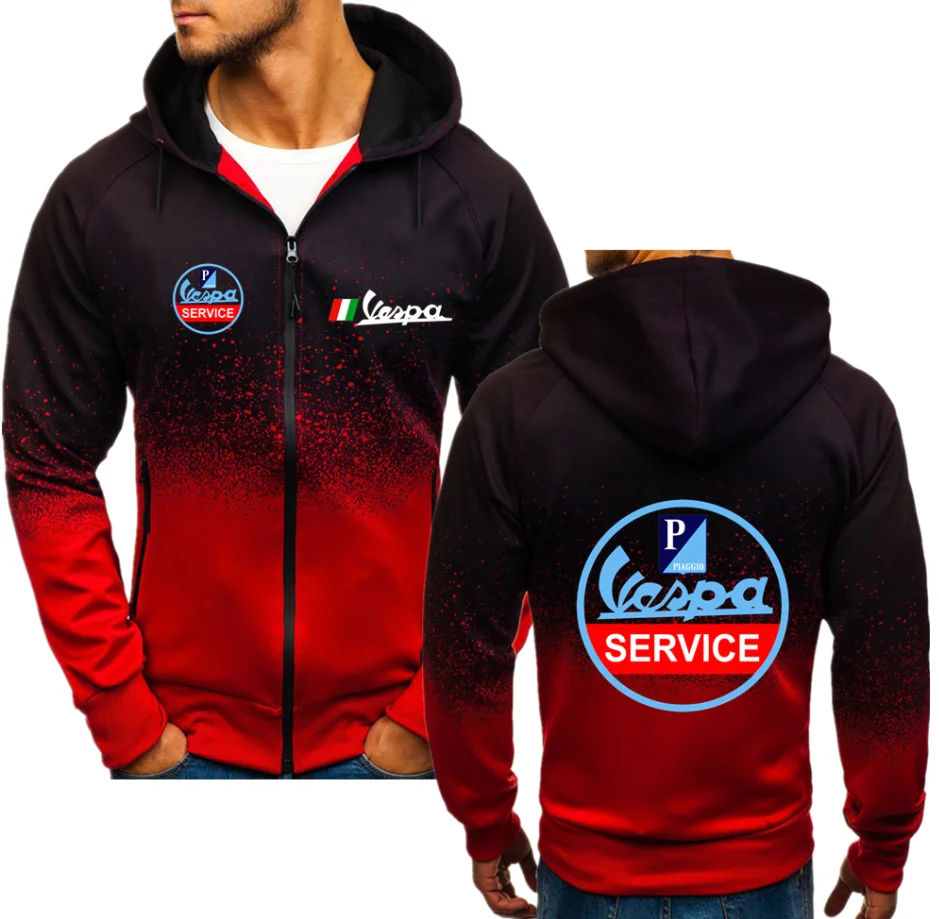 

VESPA Logo 2022 Print Custom Comfortable Casual Color Hoodies Men's Gradient Sweatshirts Man Jacket Zipper Clothes