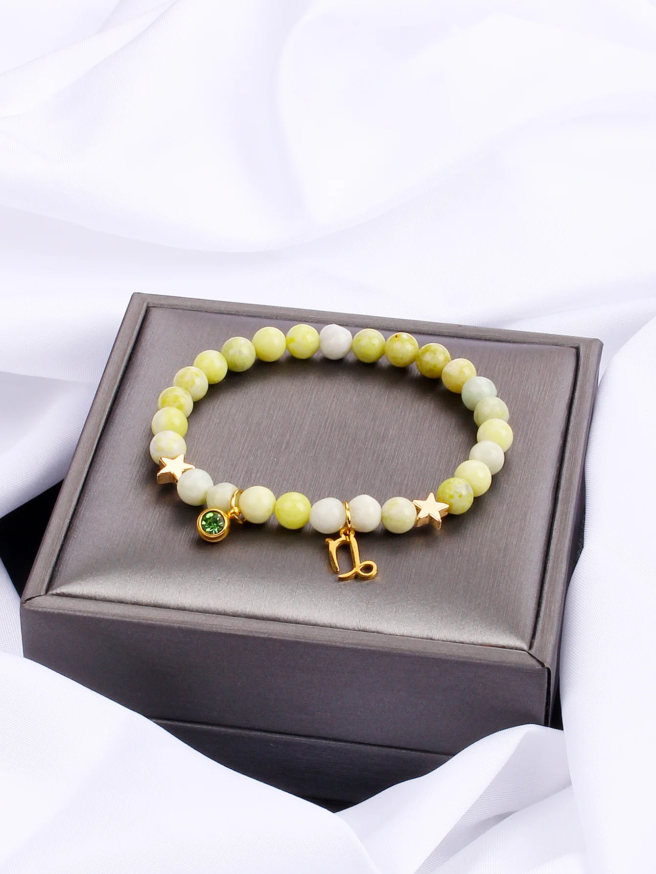 Браслет-подвеска из натурального камня 6 мм для женщин и девочек нержавеющая