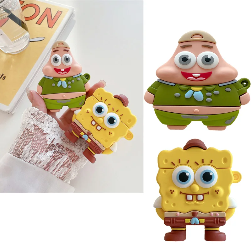 

Kawaii SpongeBob SquarePants protective shell Cartoon Anime Apple AirPods pro 1/2/3 generation bluetooth wireless earphone case
