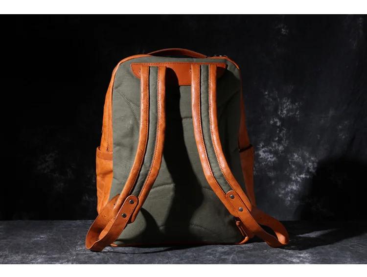 

Men Backpack Travel Backpack Men Laptop Bag Schoolbag Large Capacity Cowhide Leather Retro New Italian Vegetable Tanned Leather