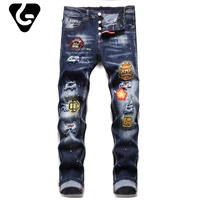 fashion men dsquared2 jeans pencil pants motorcycle party casual street clothing 2021 denim man trousers