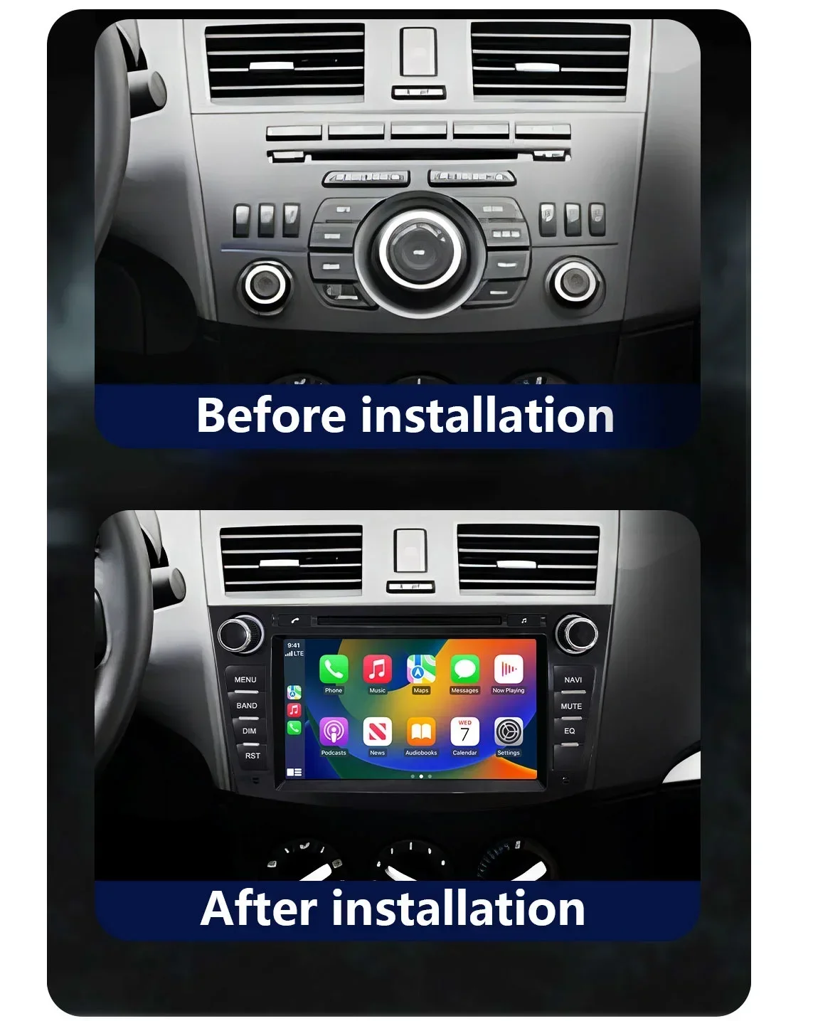 Фото Автомагнитола 7 дюймов для Mazda 3 BL 2009-2013 с CarPlay, Android 12.0, IPS-экраном, DVD-плеером, GPS, Wi-Fi, Bluetooth 5.0, RDS №2