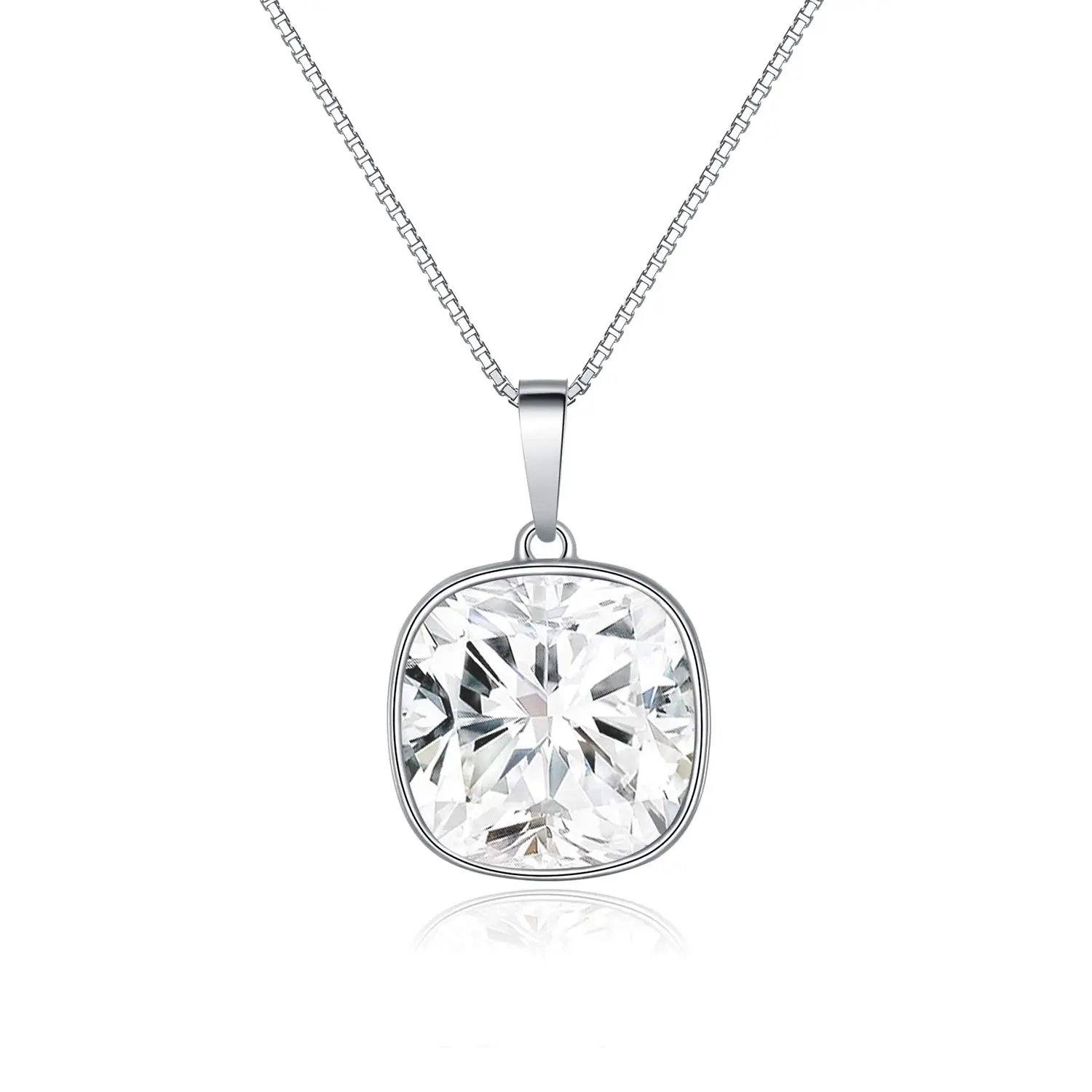 

GEMSME Bella Crystal from Swarovski Necklace Pendant With Chain 18K White Gold Plated Elegant 16-19 inch Women Girls Necklaces