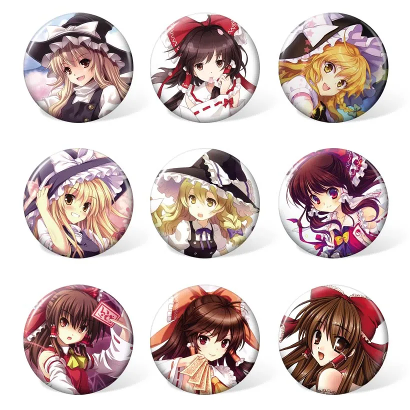 

(9 шт./компл.) Аниме проект TouHou пластиковый значок брошь на костюм Hakurei Reimu Kirisame Marisa рюкзак или сумка аксессуары