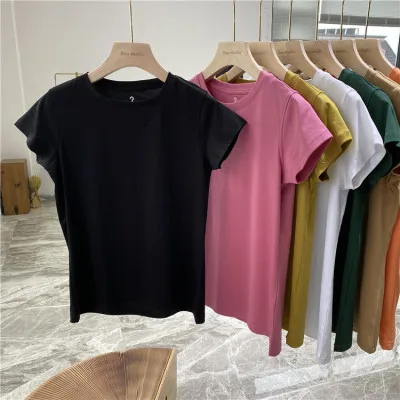 

Solid color T-shirt multi colo O neck spring / summer new women's short sleeve 2021 Regular