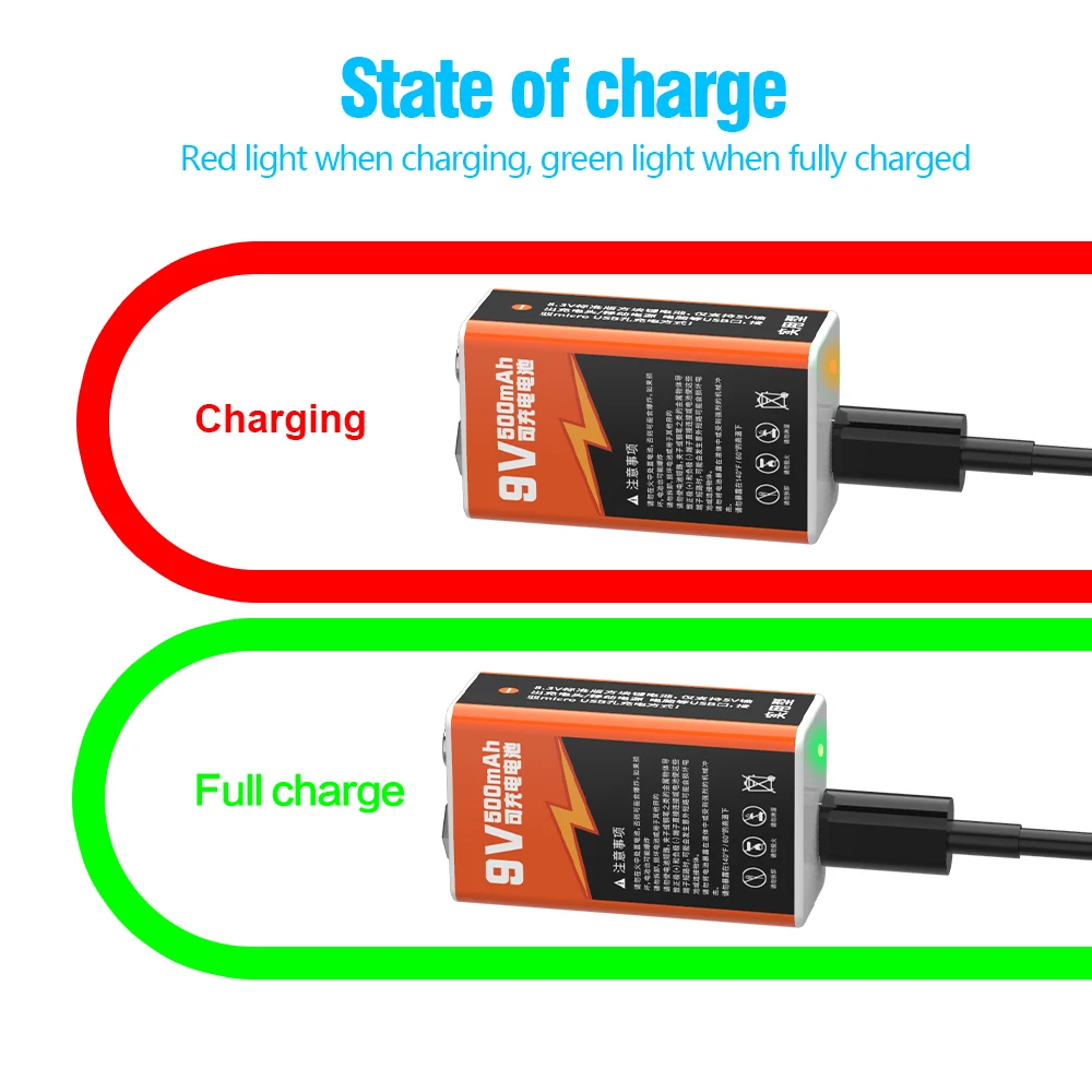 Аккумулятор 9 В 700 мАч микро-USB литий-ионный аккумулятор 6F22 для металлоискателя