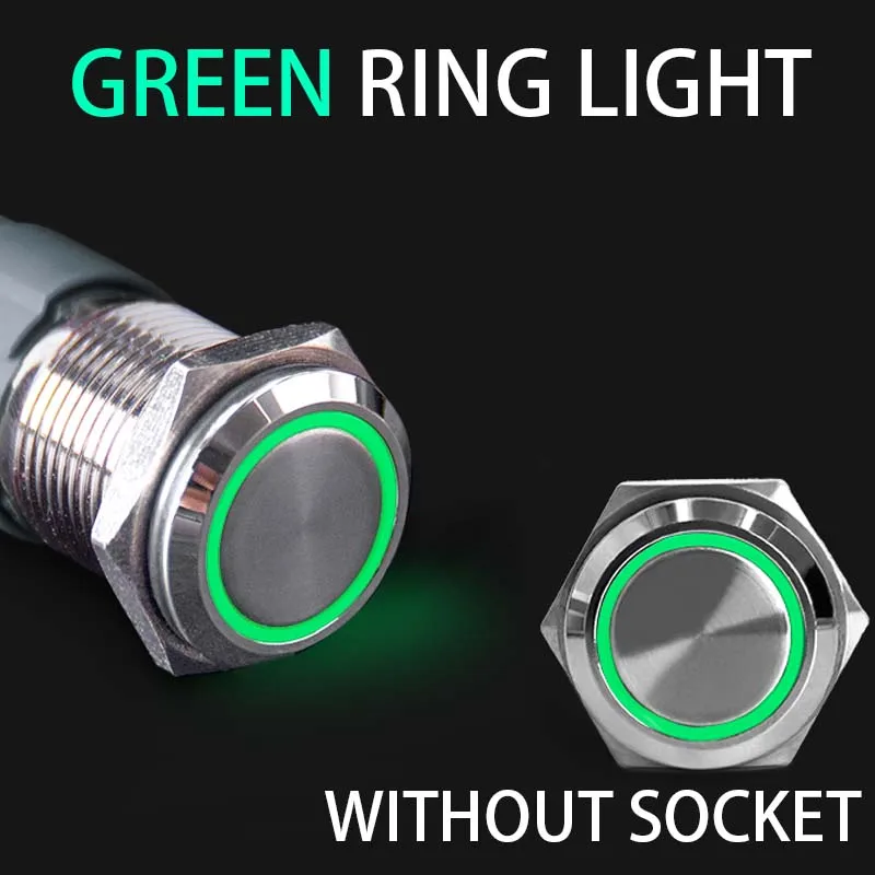 

Водонепроницаемый металлический кнопочный переключатель 2NO2NC, 16/19/22 мм, светодиодный светильник, Мгновенный Переключатель питания двигателя автомобиля, 3/6/12/24/220 В, серебристый, 1NO1NC