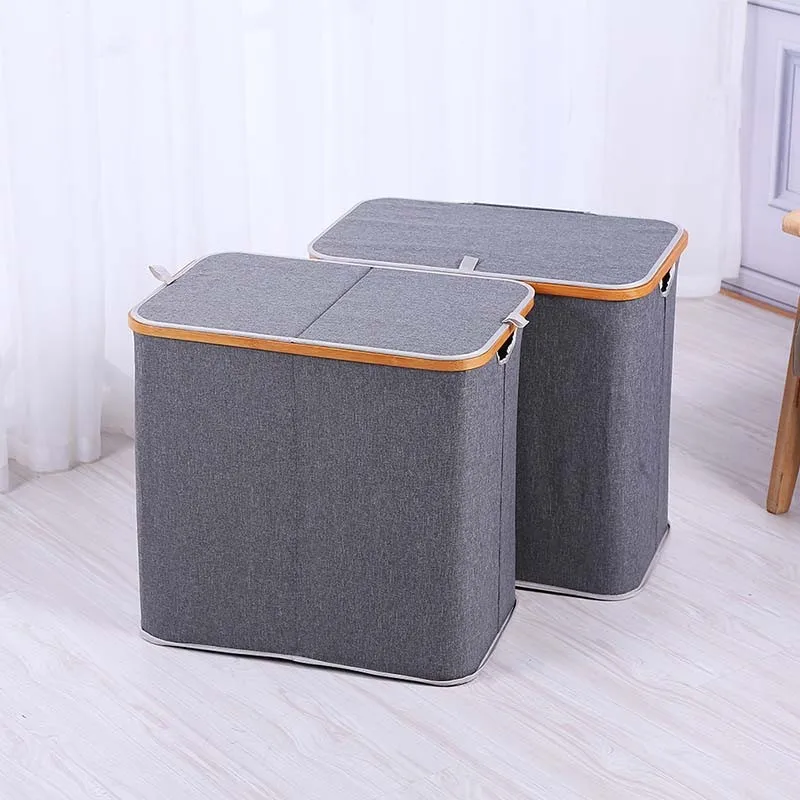 

Shushi Laundry Basket Bamboo Dirty Clothes Hamper Waterproof Collapsible Laundry Hamper Storage Organizer Box Bag with Cover