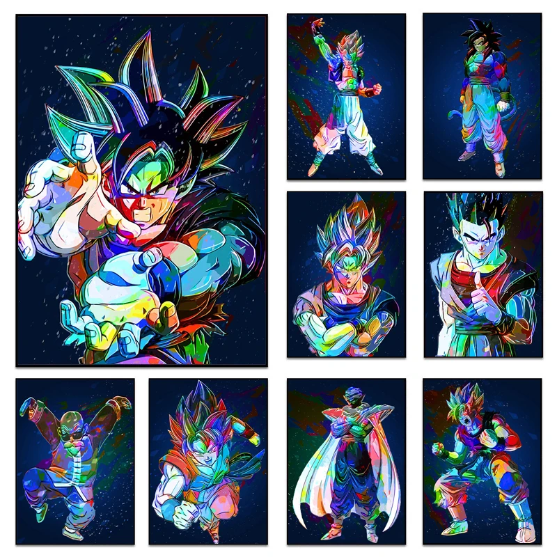 

Japanese Anime Dragon Ball Canvas Painting Watercolor Goku Vegeta Character Posters Print Wall Art Pictures Kids Room Home Decor