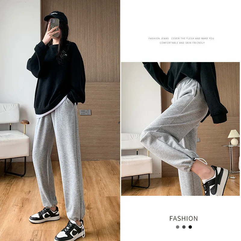 Female New Korean Fashion Wide Leg Pants Women'S Loose In Spring And Autumn, Showing The Trend Of Little Chap Sportswear Lady