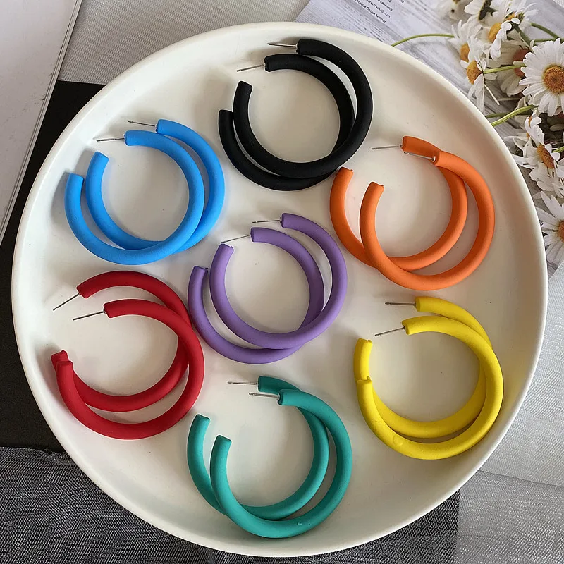 

Half circle candy color C-shaped Earrings New Earrings Fashion European and American personalized Earrings simple accessories