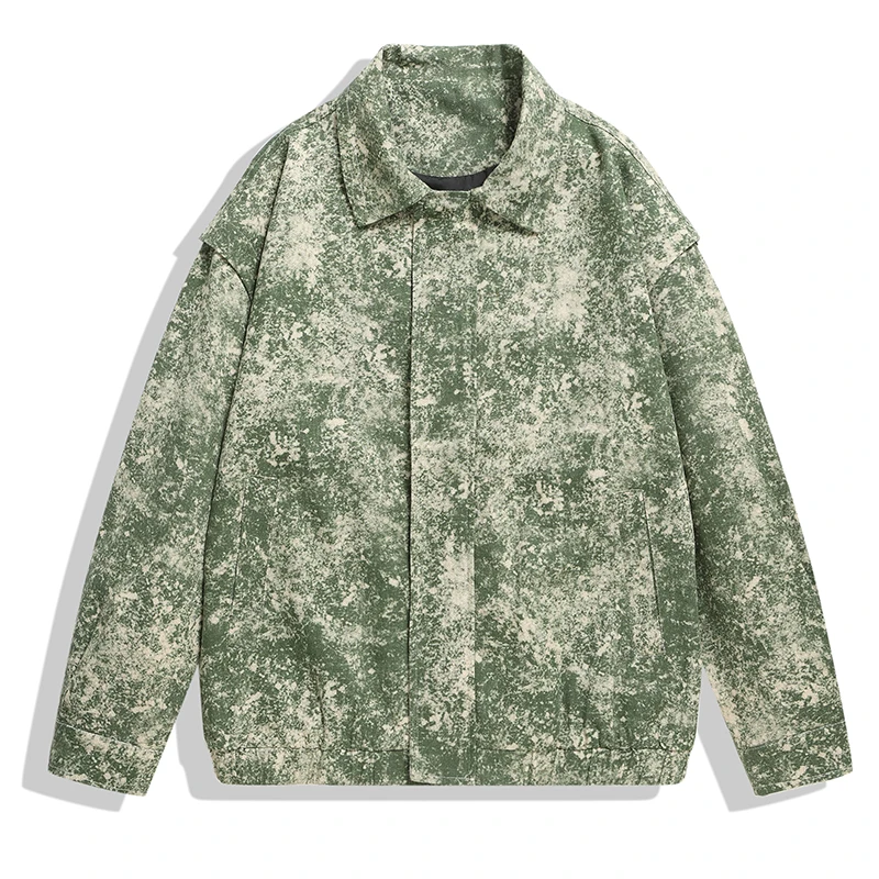 

Осенняя куртка-бомбер большого размера, мужское винтажное мешковатое пальто, модная Корейская уличная одежда, верхняя одежда с принтом, мужские топы