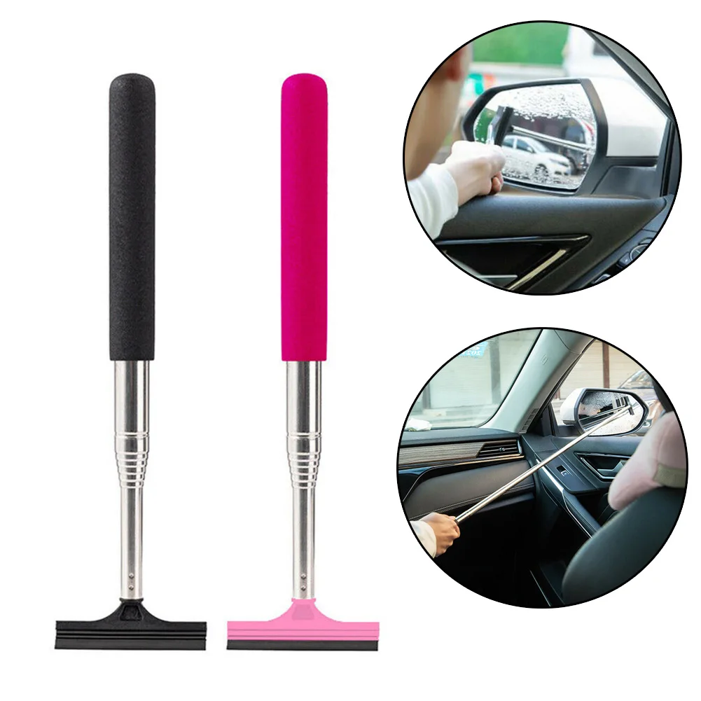 

1pc Retractable Car Rearview Mirror Wiper Quickly Wipe Water Mist For Auto Windscreen Glasses Windows Cleaning Brushes Black