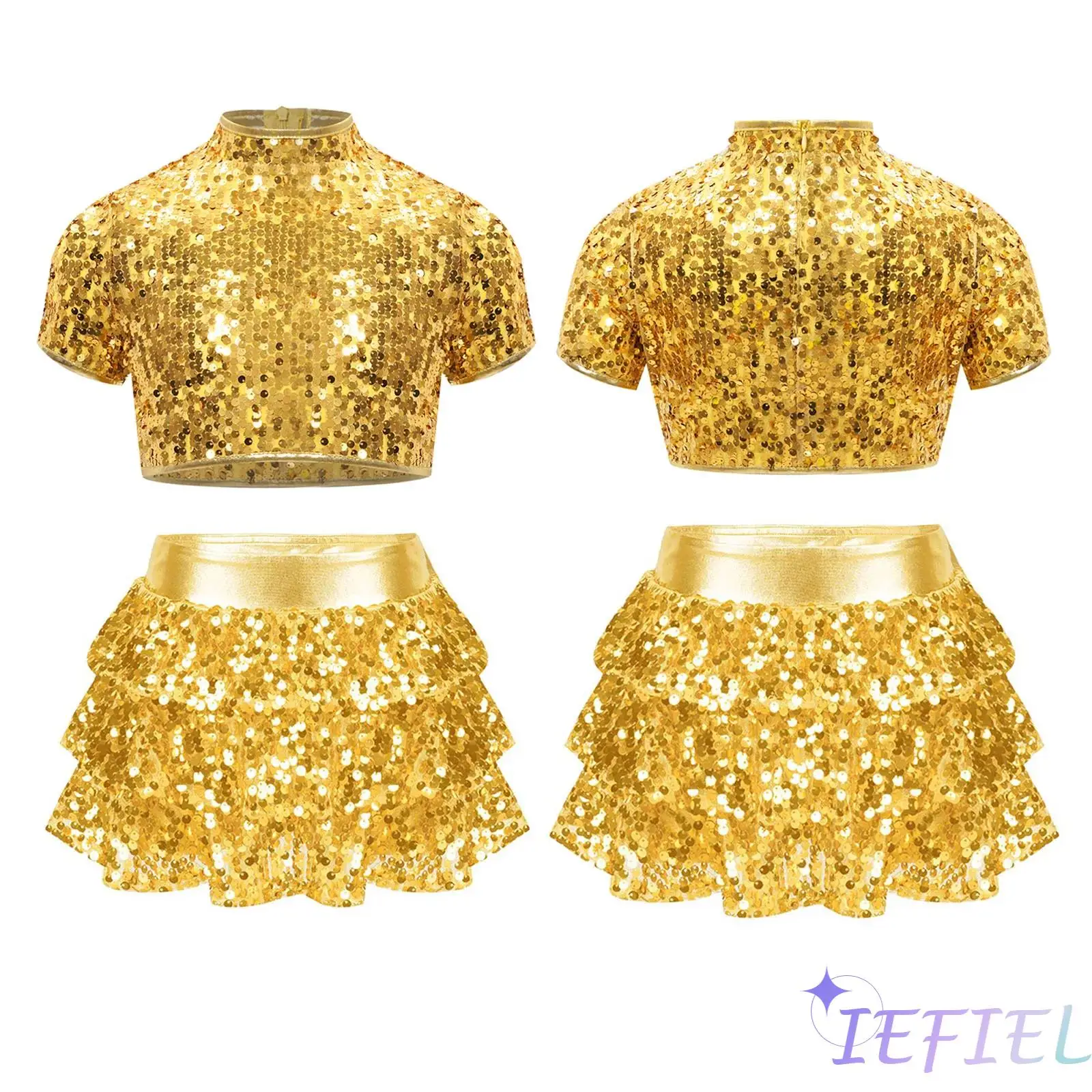 Танцевальная одежда с блестками для девочек 2 шт./компл. танцевальная джаза