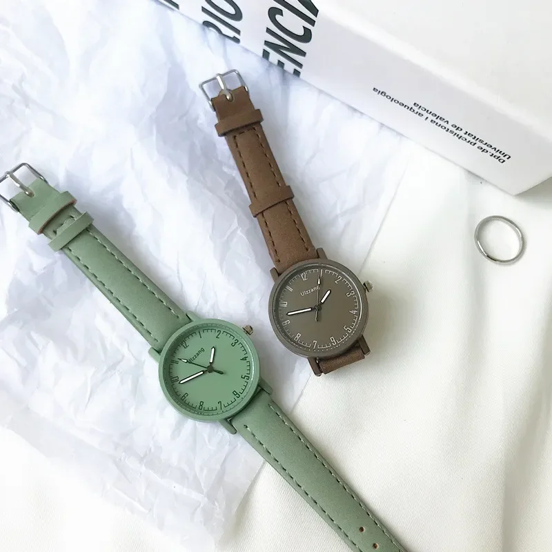 

Leather Simple Women Watches Ulzzang Brand Fashion Quartz Watch Qualities Ladies Wristwatches Retro Casual Female Clock