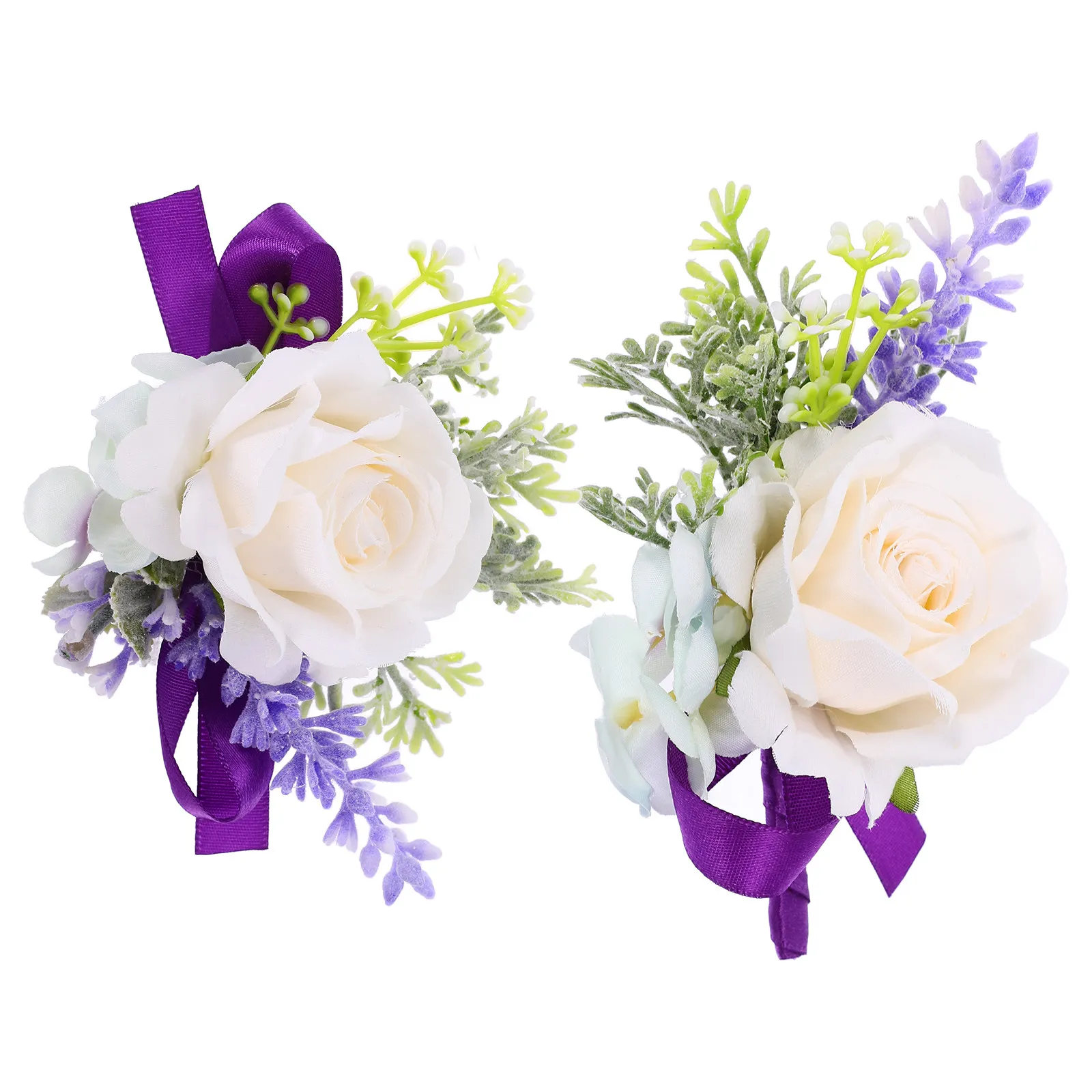 Фото Набор из 1 комплекта: цветочный корсаж, бутоньерка на запястье, подходящий для невесты, жениха, подружек невесты, матерей, бабушек, свадебный декор, украшение для свитера №4
