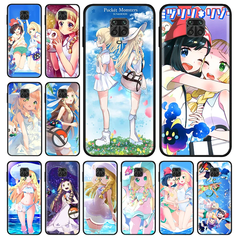 

Shockproof Cover Cartoon anime pikachu girl For Redmi Note 5 6 7 8T 8 9T 9S 9 10 10S 11 Prime Pro Max Black Phone Case