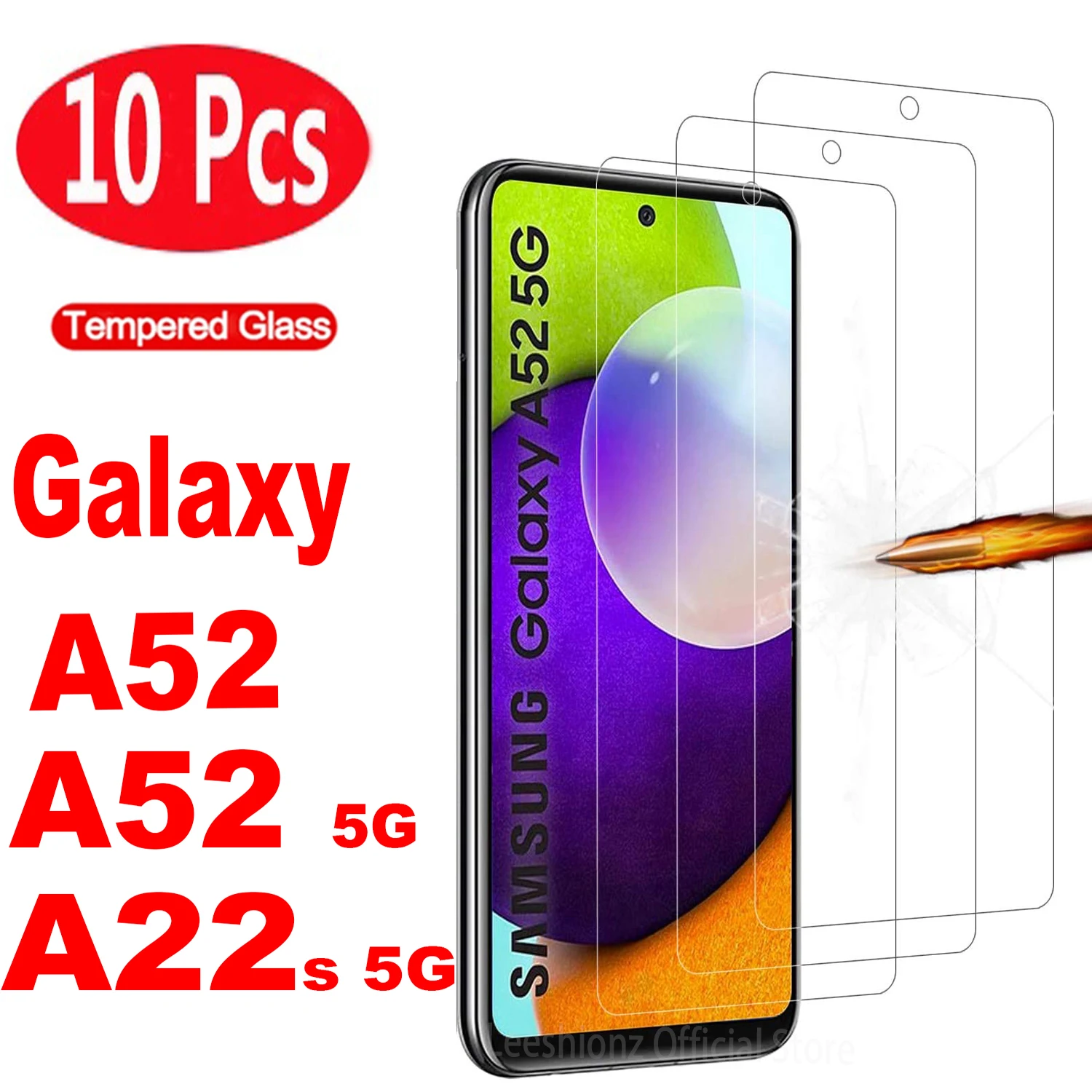 

10Pcs Protective Glass For Samsung Galaxy A52S A52 A53 A54 S20FE 5G Tempered Glass On Samsang A24 A32 A74 A14 A34 A73 Glass