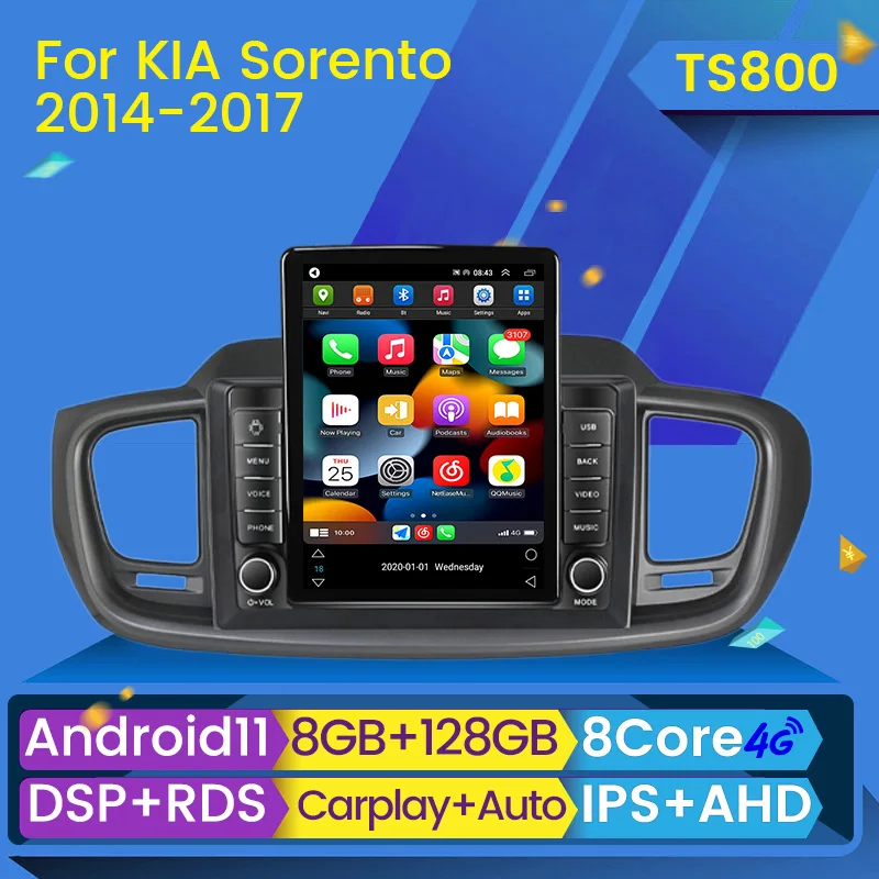 8G+128G Android 11 Stereo Для KIA Sorento 2015-2017 Tesla Тип Автомобильное Радио Мультимедиа Видео