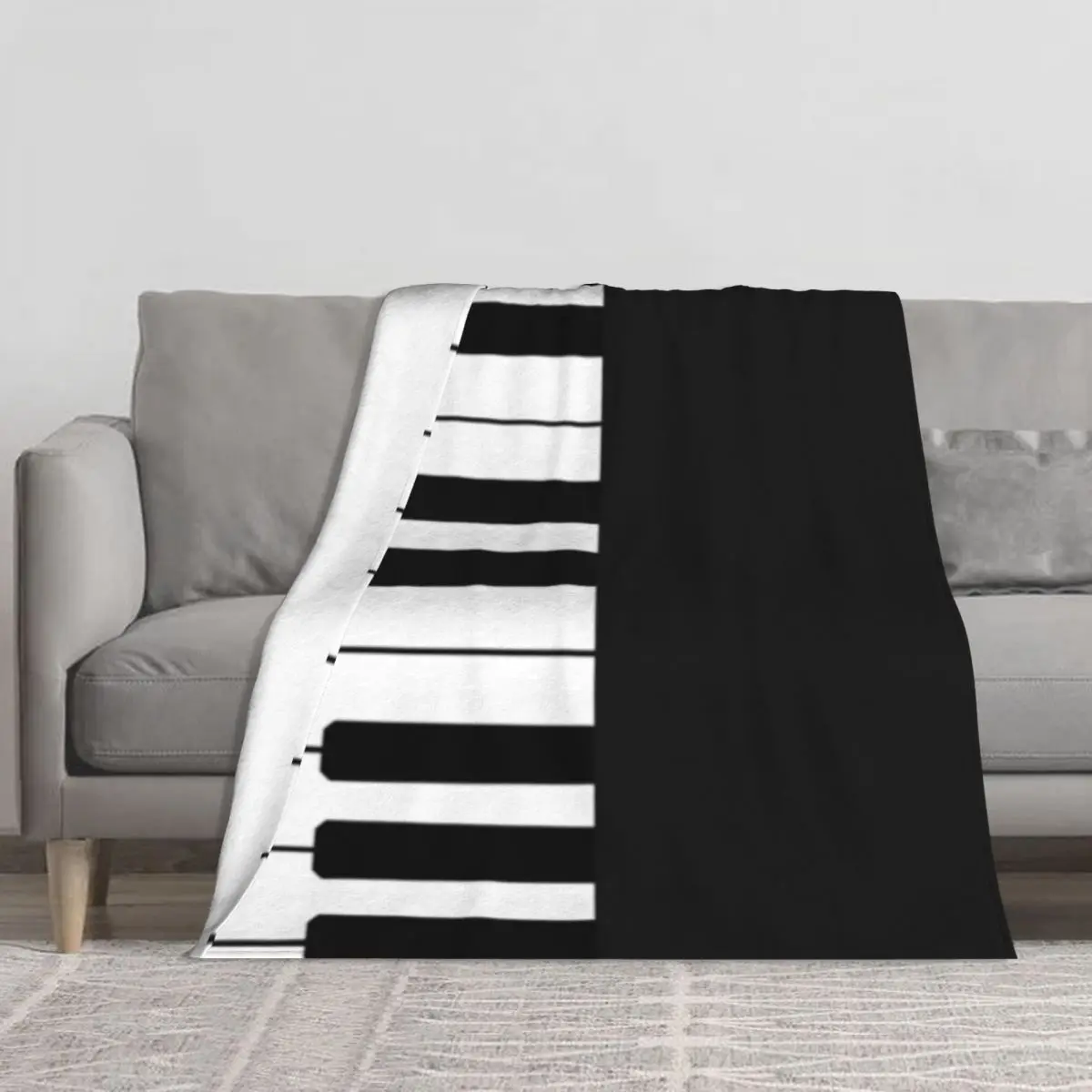 

Piano Keys Blanket Black and White Cozy Knee Throw Blanket On the Bed,Bed,Beds,For Bed,Bedroom Fluffy Blankets