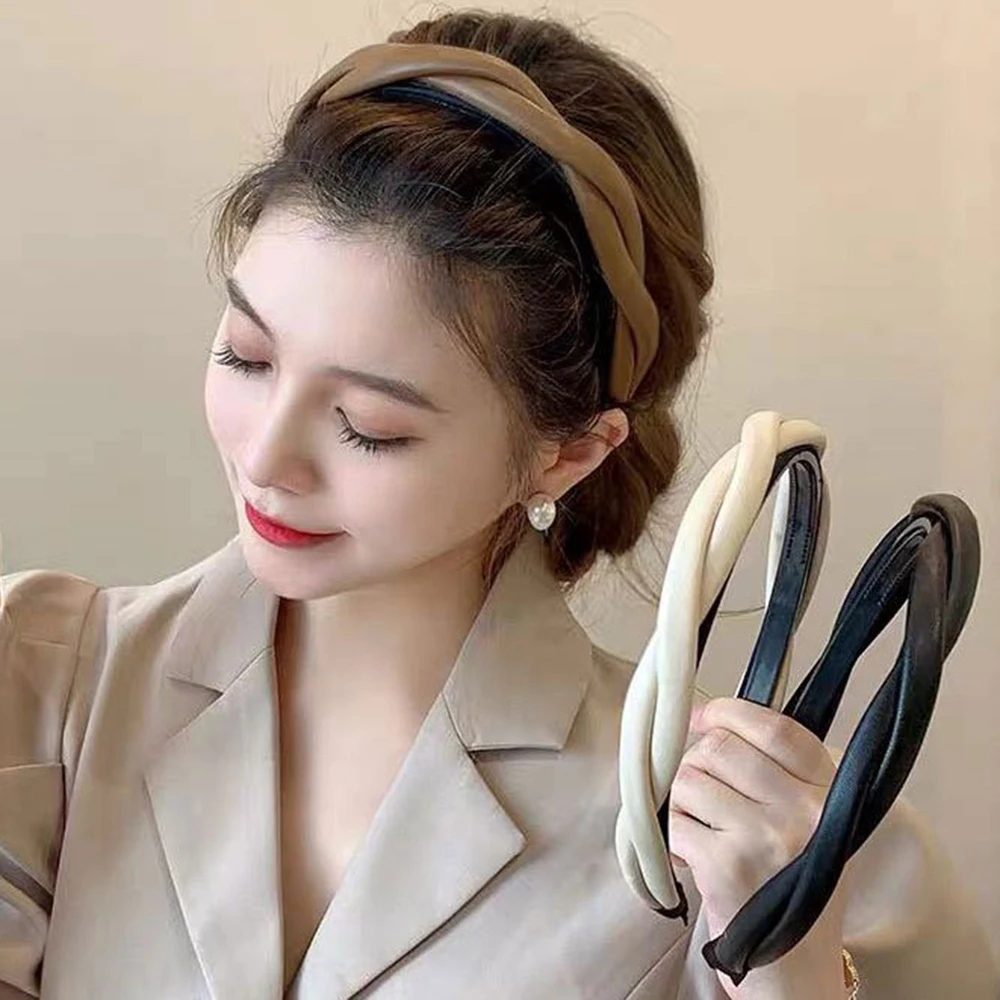 

Haimeikang Cross Leather Headband Hair Band For Women Fshion Summer Headbands Hairbands Bezel Hair Hoop Fashion Accessories