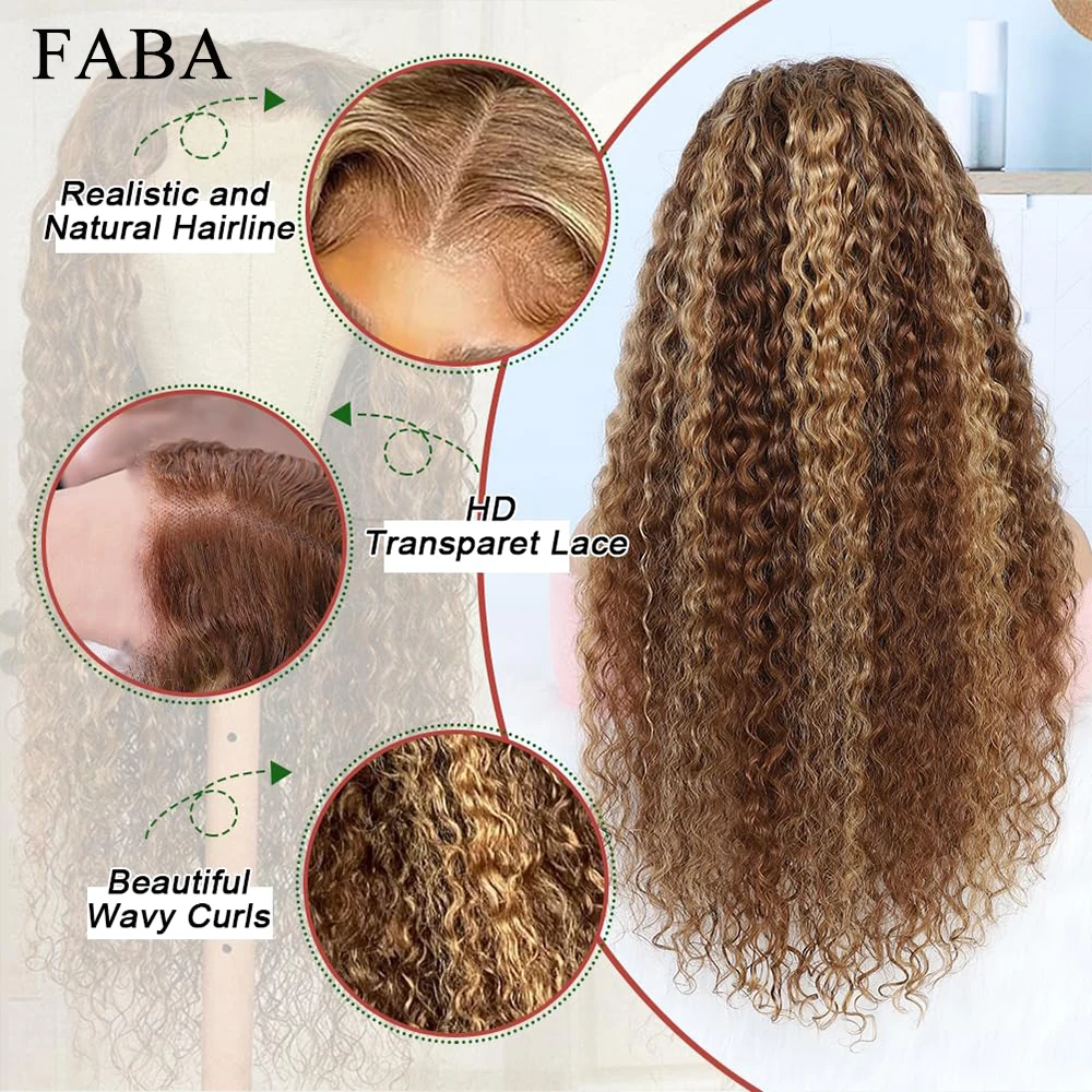 FABA Highlight Wig Human Hair 427 Curly Lace Frontal 13x4 HD Кружевные фронтальные парики с детскими