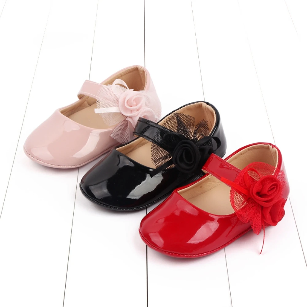 

Jlong Infant Non-Slip Bowknot Soft Sole Shoes Newborn Princess Wedding First Walkers Baby Girls PU Mary Flats 0-18 Months
