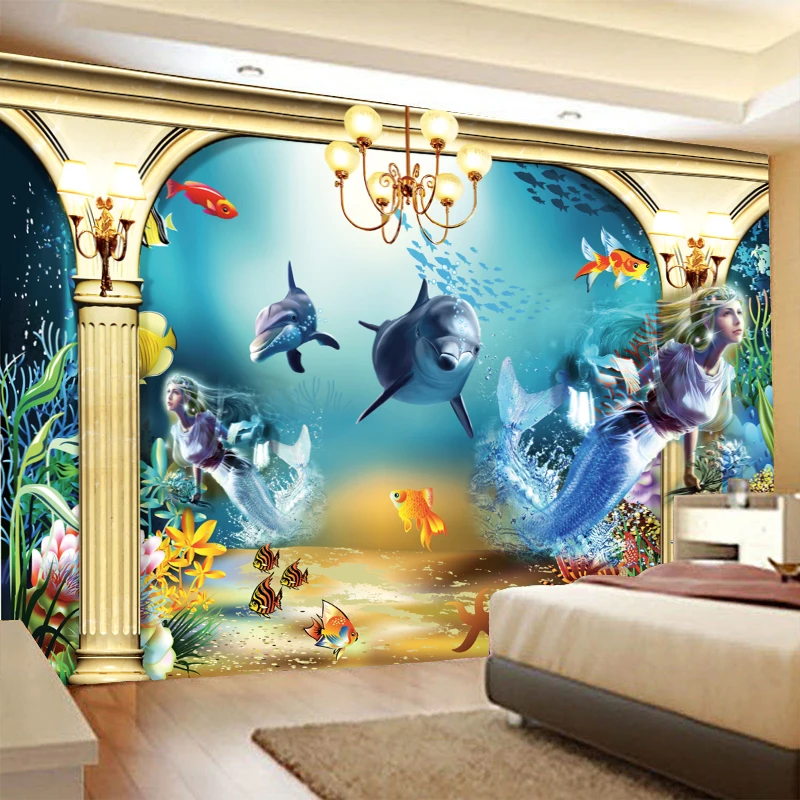 

Подводный гобелен с изображением животных мира настенное украшение в стиле бохо с песком INS Коврик для йоги дельфин животные хиппи фон