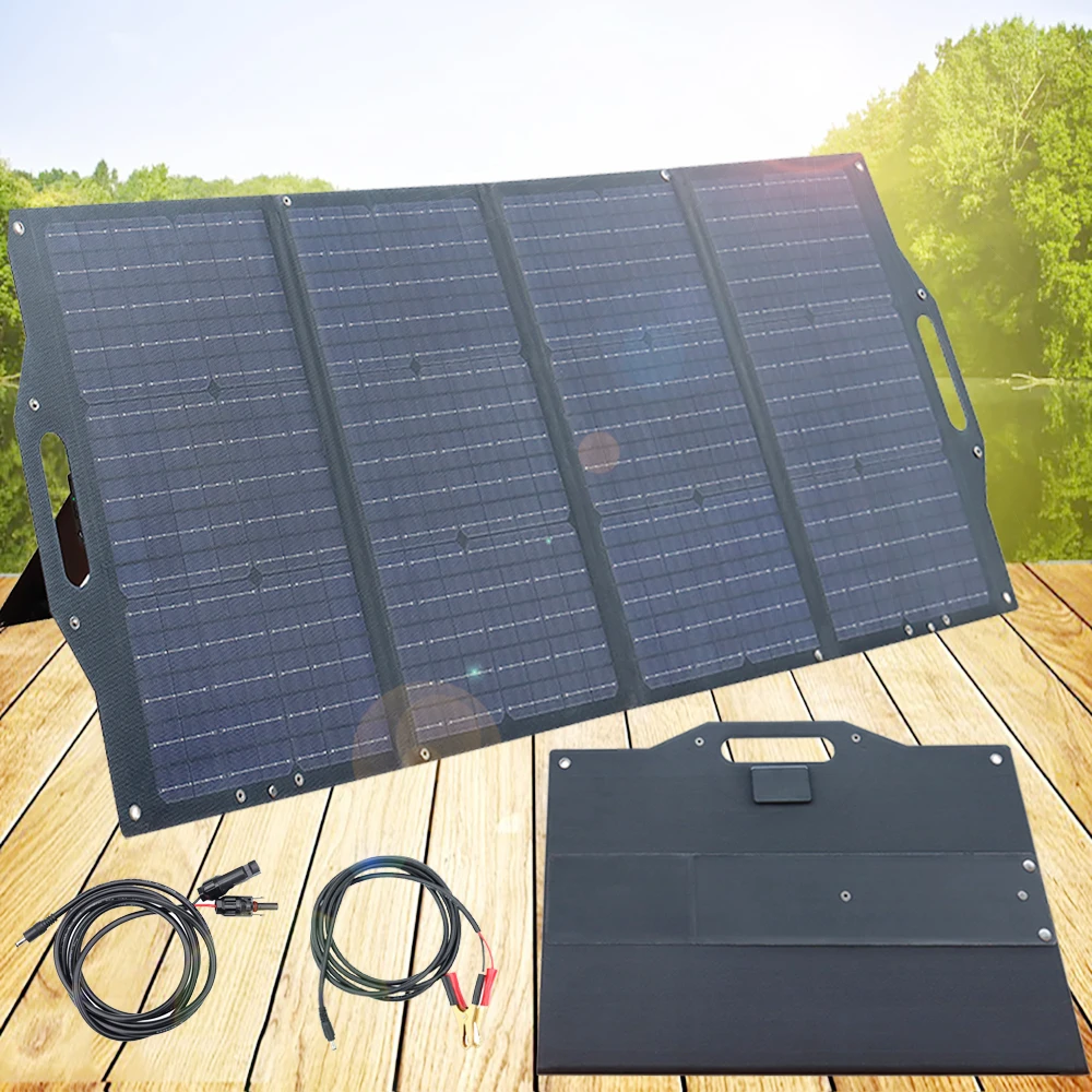 

150w ETFE Portable Solar Panel Kit 12V 5V Foldable Solar Battery Charger PowerBank for Car Mobile Phone Power Station RV Outdoor