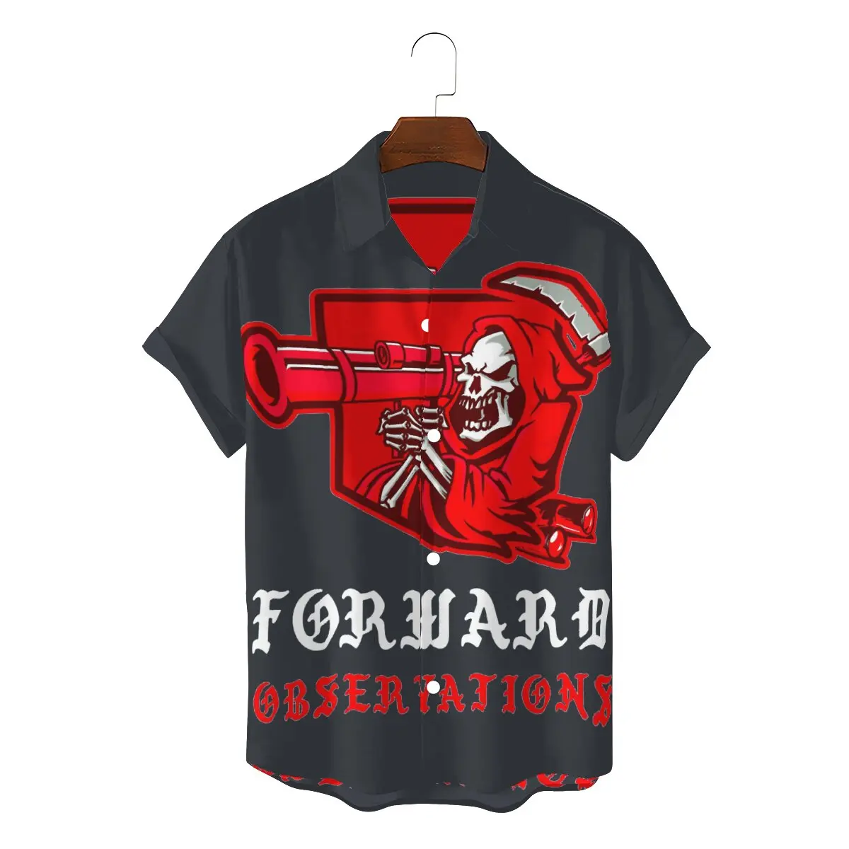 

Red Skull 2022 Man's Awesome Hawaii Shirts Forward Observations Group Square Collar Tops Fabric 3D Shirt Top Quality
