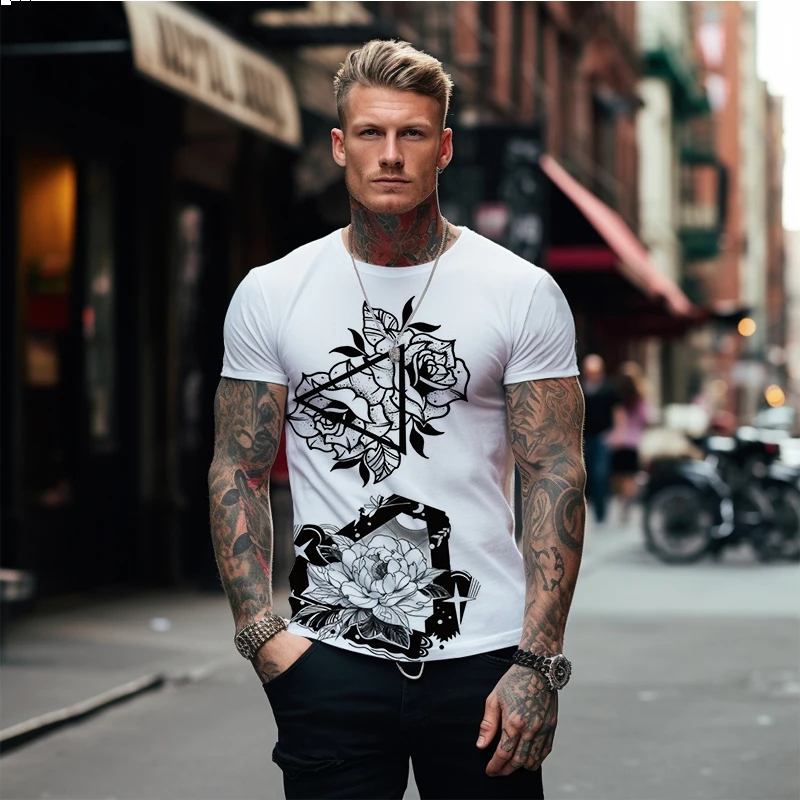 Повседневная мужская летняя футболка в европейском и американском стиле новинка