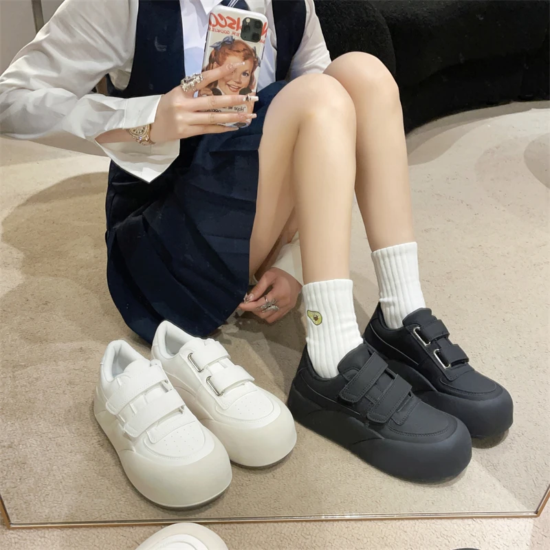 

Women Shoes Autumn Modis Round Toe Casual Female Sneakers Shallow Mouth Fall Summer 2023 Small New Slip-On Lace-Up Rubber Fashio