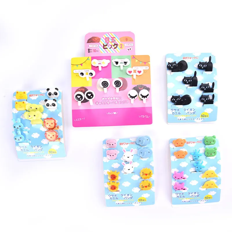 

10 шт. мини-вилка для фруктов, Детская закуска, торт, десерт, пищи, фрукты, палочка, зубочистка, бэнто, обеды, праздничный декор, Мультяшные живо...