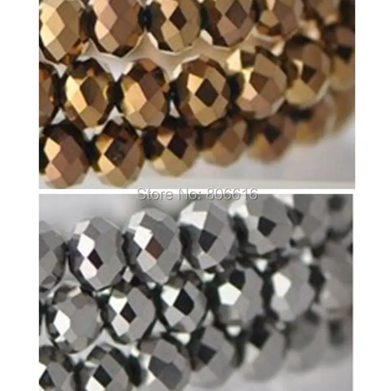 

6*4 мм 390 шт. Смешанные 2 цвета винтажные тоновые золотые серебряные круглые хрустальные бусины ювелирные подвески