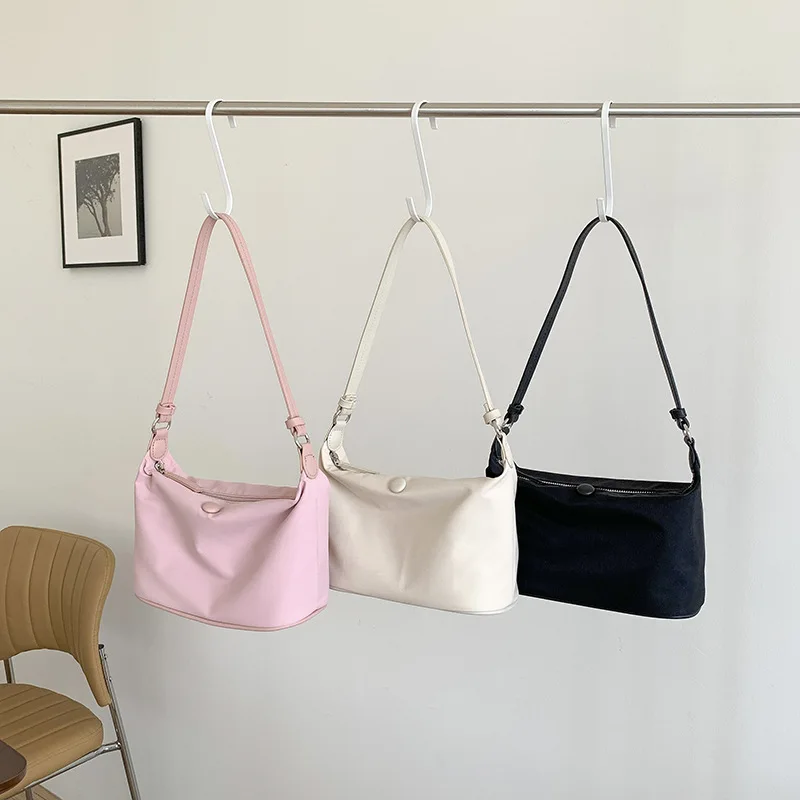 

2023 New Spring Bag Women Handbag Fashion Single Shoulder Bag Underarm Small Square Bag Soft Nylon with Zipper