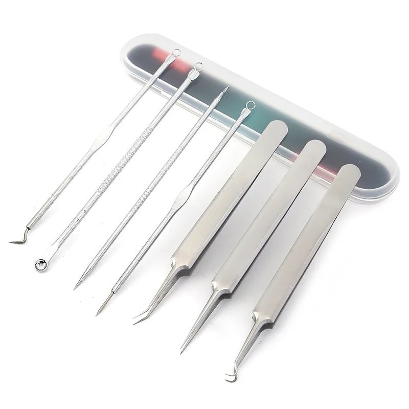 

1 Set Blackhead Remover Stainless Needles Acne Comedone Pimple Extractor Remover Tool Black Dots Acne Clip Tweezer Face Care Kit