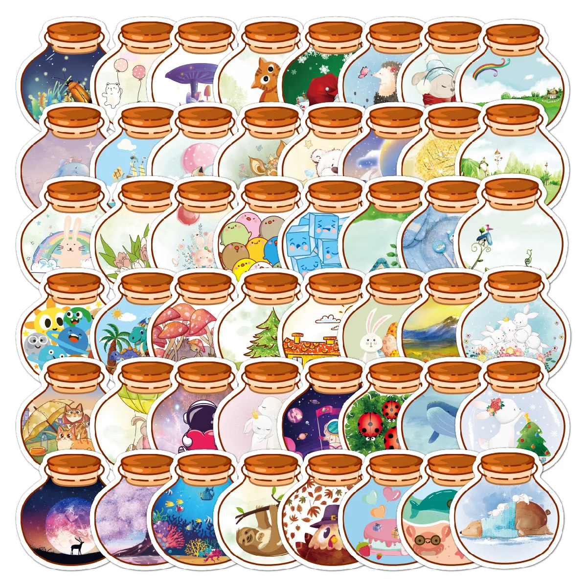 

50 The World In A Bottle Creative Graffiti Stickers Decorative Waterproof Stickers Scrapbooking DIY Lable Deco