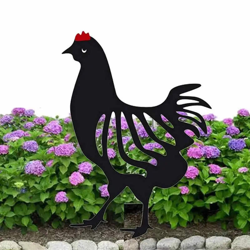 

Chicken Garden Decoration Rooster Metal Animal Silhouette Stake Yards Shadow Art Decoration For Garden Lawn