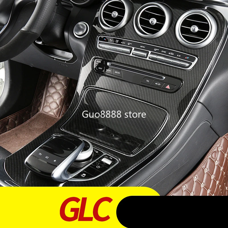 

For Benz Mercedes C E Class C200 C260 GLC260 E300 Carbon Fiber Car Interior Sticker Central Control Panel Gear Air Panel