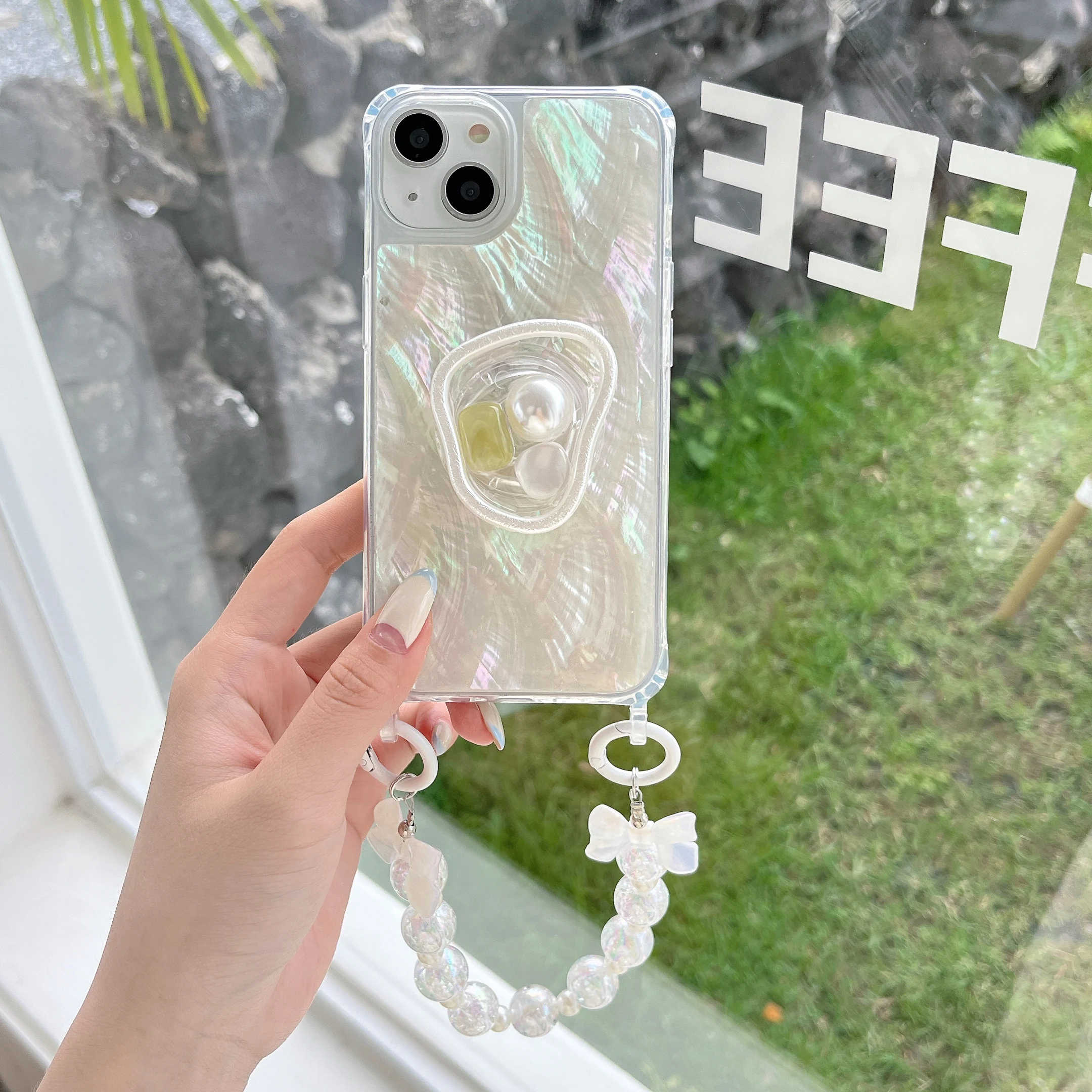 

Luxury new real mother shell bracelet holder mobile phone case for iphone 11 12 13 14 pro max fashion sea shell phone case set