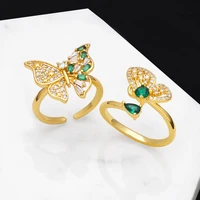 bright peacock emerald ring female simple temperament butterfly ring light luxury high end fashion jewelry rings for women