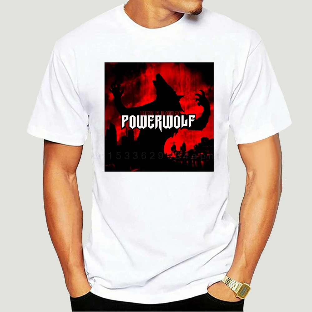 Фото Новая футболка Bloodhoof Powerwolf Symphonic Black, азиатский размер, 100% хлопок, с коротким рукавом, летняя, с принтом, мужская, короткая №1