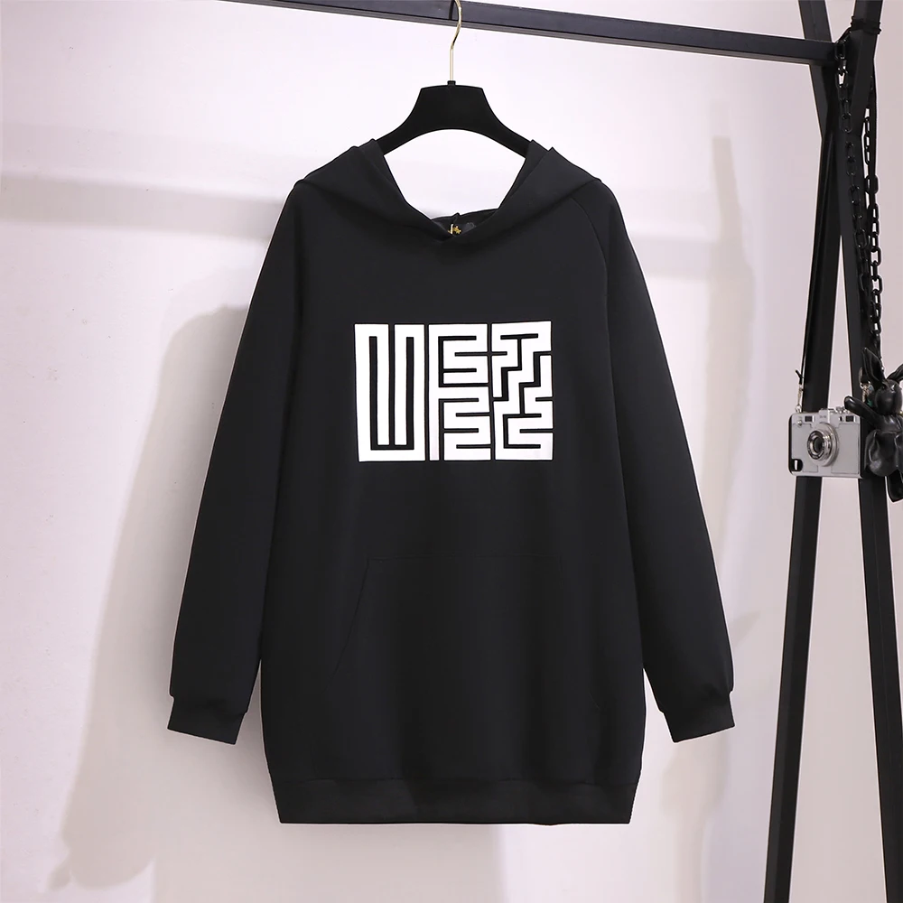 Женская Толстовка Больших Размеров Повседневная Хлопковая Полиэстеровая Смесь