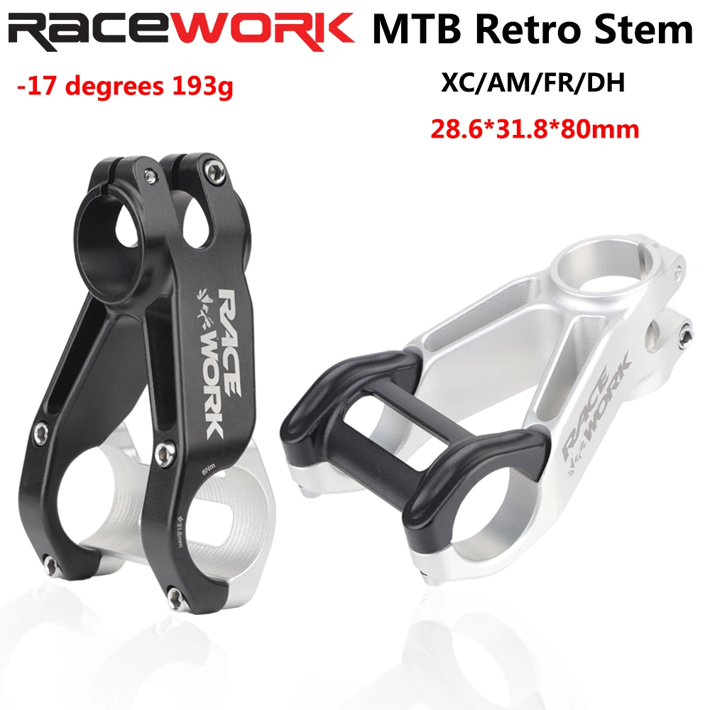 

RACEWORK MTB Stem AM/FR/DH Mountain Bike -17 Degree Bicycle Handlebar Table Holder CNC Retro Riser 31.8x80mm Cycling Parts